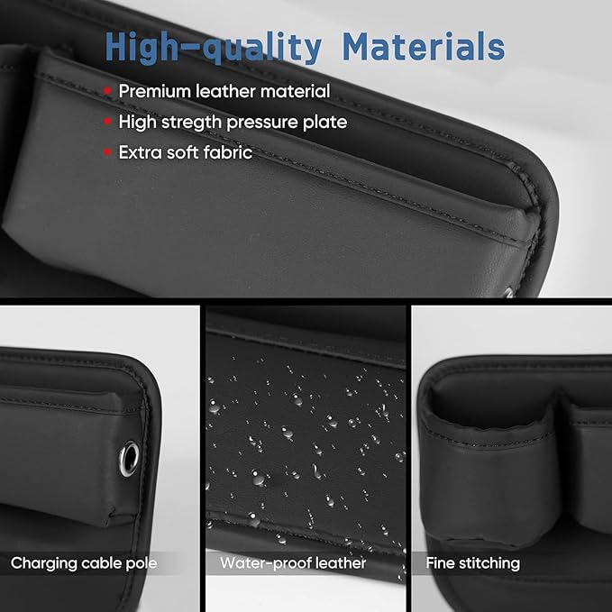 2 Packs Car Seat Gap Filler Organizer for Tesla Model Y 2020-2025, Leather Seat Storage Box Cup Holder, Phone, Keys, Sunglasses, Cards, Small Items, Car Accessories, Brown