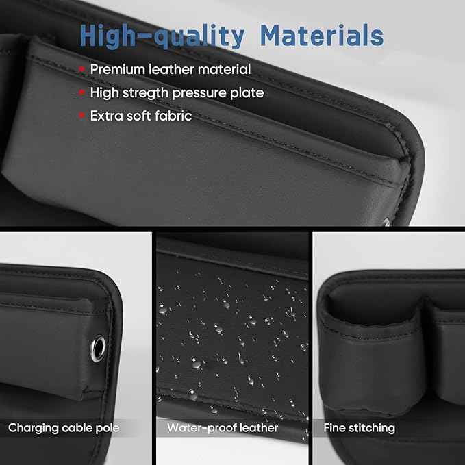 2 Packs Car Seat Gap Filler Organizer for Tesla Model X 2016-2025, Leather Seat Storage Box Cup Holder, Phone, Keys, Sunglasses, Cards, Small Items, Car Accessories, Red