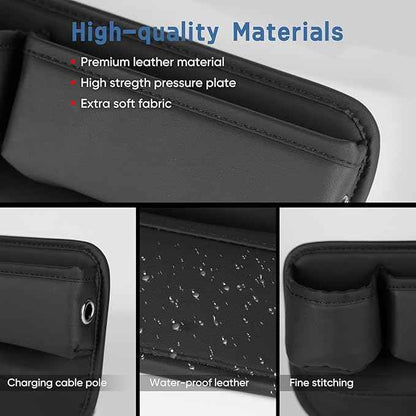 2 Packs Car Seat Gap Filler Organizer for Tesla Model X 2016-2025, Leather Seat Storage Box Cup Holder, Phone, Keys, Sunglasses, Cards, Small Items, Car Accessories, Beige