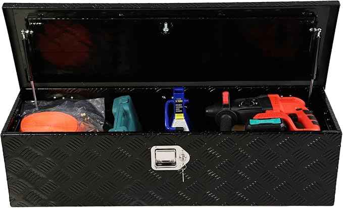 39 Inch Tool Box 5 Bar Tread ToolBox For Truck Bed Trailer Pickup Underbody RV ATV Storage Tools Organizer With Side Handle Lock Keys 39 inches