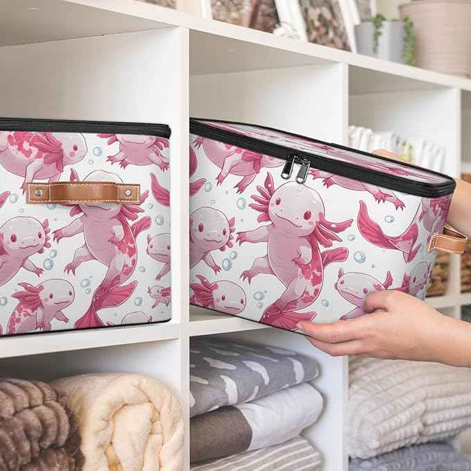 Ocean Storage Bins with Zipper Lids for Bedroom Kitchen Bathroom Storage Basket Foldable Toy Cube Storage Organizer for Kid Teen Women Men