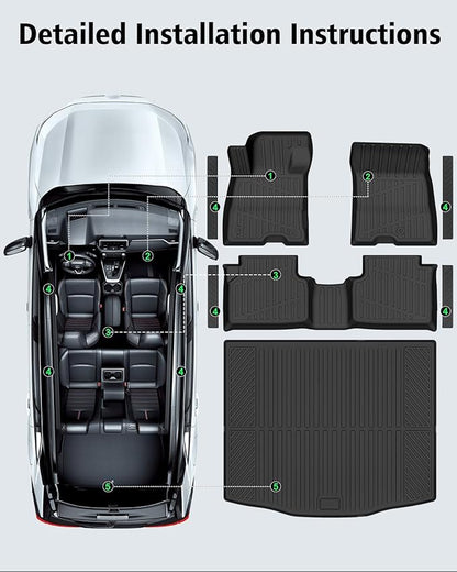 Floor Mats & Cargo Liner Custom Fit for Ford Escape Hybrid 2020-2025 2026 (NOT Fit Gas) All Weather TPE Rubber Trunk Mat Anti-Slip Full Set Automotive Floor Liners for Escape 2025 Accessories