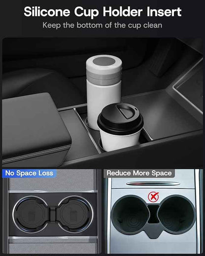 7PCS Center Console Organizer Tray for Tesla Model 3 Accessories 2024 2025 2026 [Premium PC + Silent Silicone Liner] Bottom Liners Armrest Privacy Hidden Storage Cup Holder Wireless Charging Pad