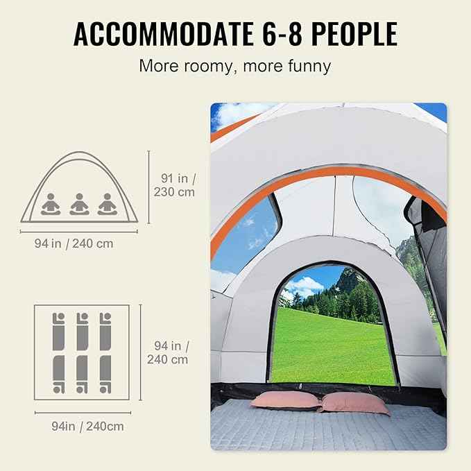 VEVOR SUV and Pickup Truck Camping Tents, Waterproof Double Layer Design with Carry Bag, Accommodates 2-9 Persons for Outdoor Activities