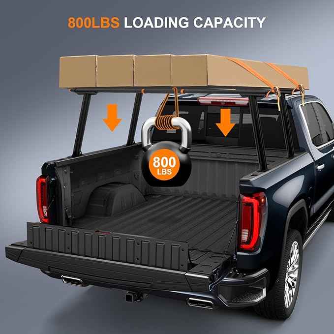 Truck Ladder Rack, Universal Aluminum Truck Bed Rack for Pickup,Adjustable Length 70-79 in,Height 28In,Real 800LB Capacity Truck Bed Rack Set for Kayak, Surfboard, Lumber, Ladder