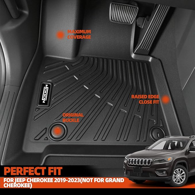 Custom Fit Floor Mats for Jeep Cherokee (Not Fit Grand Cherokee) 2019-2023, All Weather TPE Floor Liners with Trunk Mat, Odorless Full Set Interior Accessories