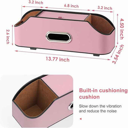 Car Rear Backseat Extra Multifunctional Drink Cup Holder Organizers with Tissue Storage Box Organizer & Hooks for Car Seat Back. Pink