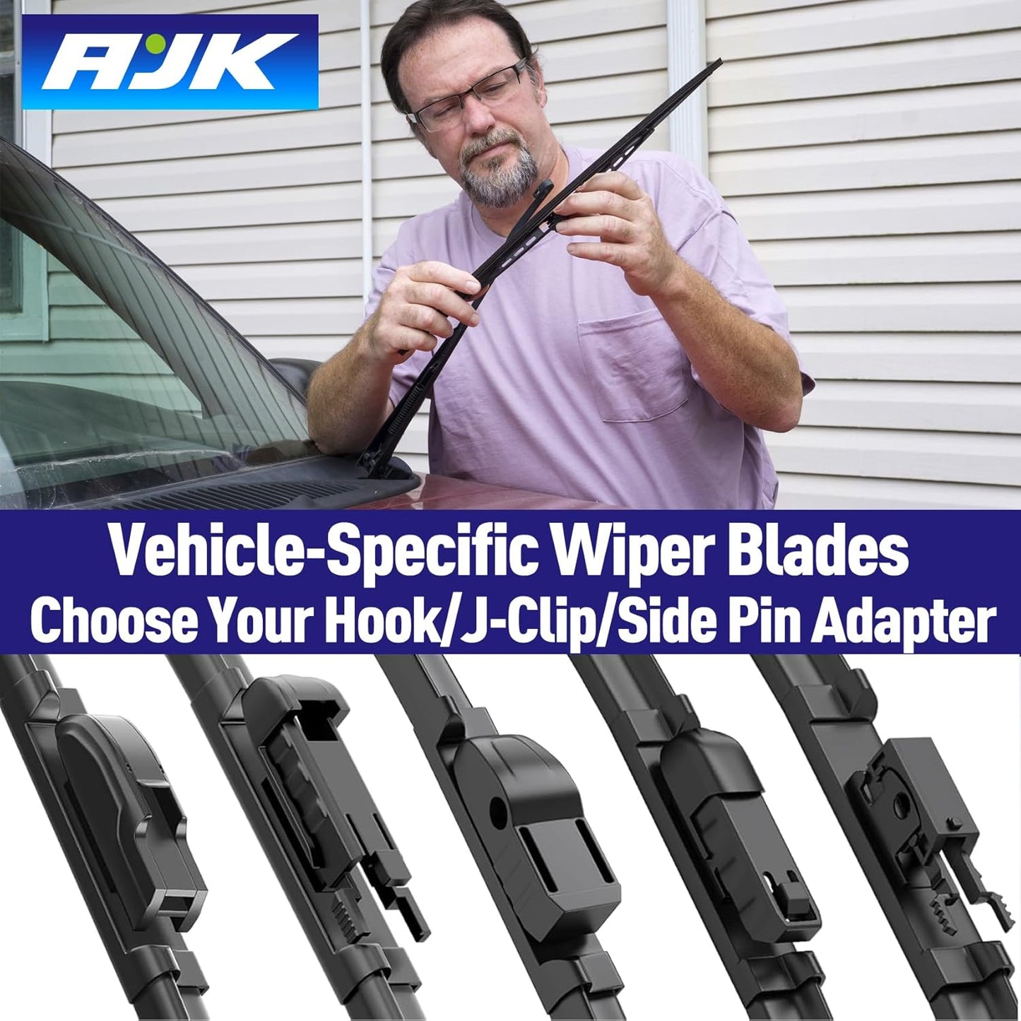 AJK Wiper Blades for Honda Accord 2023 2024, 2 Piece All Weather OEM Quality Automotive Replacement Windshield Wiper Blades for My Car