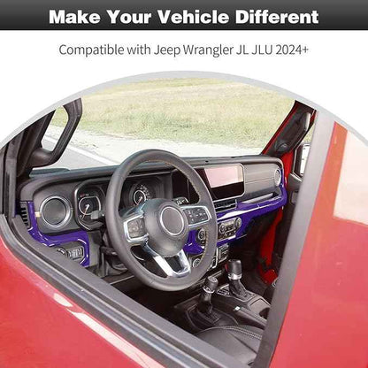 CheroCar for JL Center Console Headlight Air Conditioning Control Panel & Co-Pilot Handle Panel Interior Accessories fit for Jeep Wrangler JL JLU 2024 2025 2026,Purple
