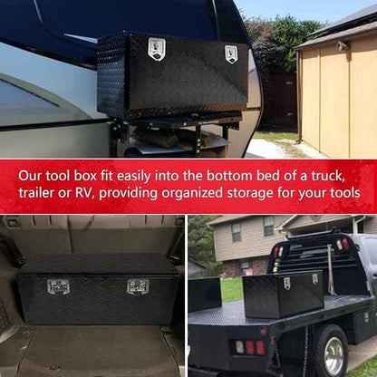 36" x 18" x 18" Truck Tool Box Pickup Truck Bed Toolbox Heavy Duty Aluminum Underbody Truck Box Compatible With RV Trailers Storage Organizer with Lock & Keys Black