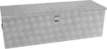 Truck Bed Toolbox for Trailer Pickup, RV Storage Organizer Tool Box Flatbox with Side Handle Lock Keys, Aluminum 5 Bar Tread Pattern Truck Bed Tool Box, Diamond Plate Chest Box Organizer 48 inches