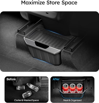 Wigoo Upgrade Tesla Model Y Accessories Rear Center Console Organizer [Partitioned Storage & Stable Installation] Backseat Storage Box for Tesla Model Y 2020~2025 (Not Fit Model Y Juniper)