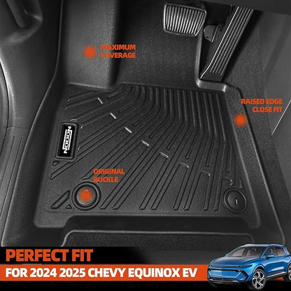Custom Fit Floor Mats for 2024 2025 2026 Chevy Equinox EV Electric (Non Fuel), All Weather TPE Floor Liners with Trunk Mat & Backrest Protectors, Odorless Full Set Interior Accessories