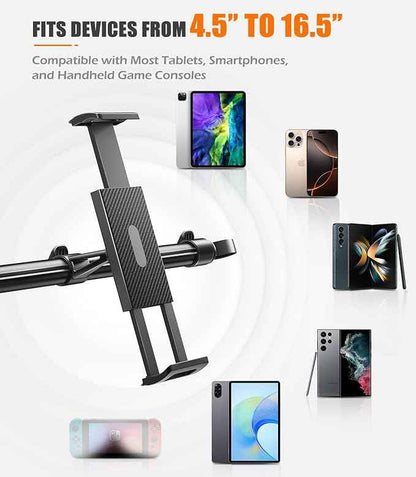 Car Headrest Tablet Holder [Dual-Clamp Stability][360° Adjustable] Back Seat iPad Mount for Kids Road Trip, Compatible with 4.5–16.5" iPad Pro/Air/Mini, Galaxy Tab, Kindle Fire, Switch