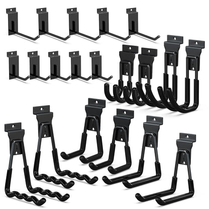 3-H Slatwall Accessories 20 Pack,Single and Double Slatwall Hooks & Hangers,Slat Wall Hanging Hooks Heavy Duty,Used as Proslat Accessories for Shop Retail Display with Garage Storage Wall Panel