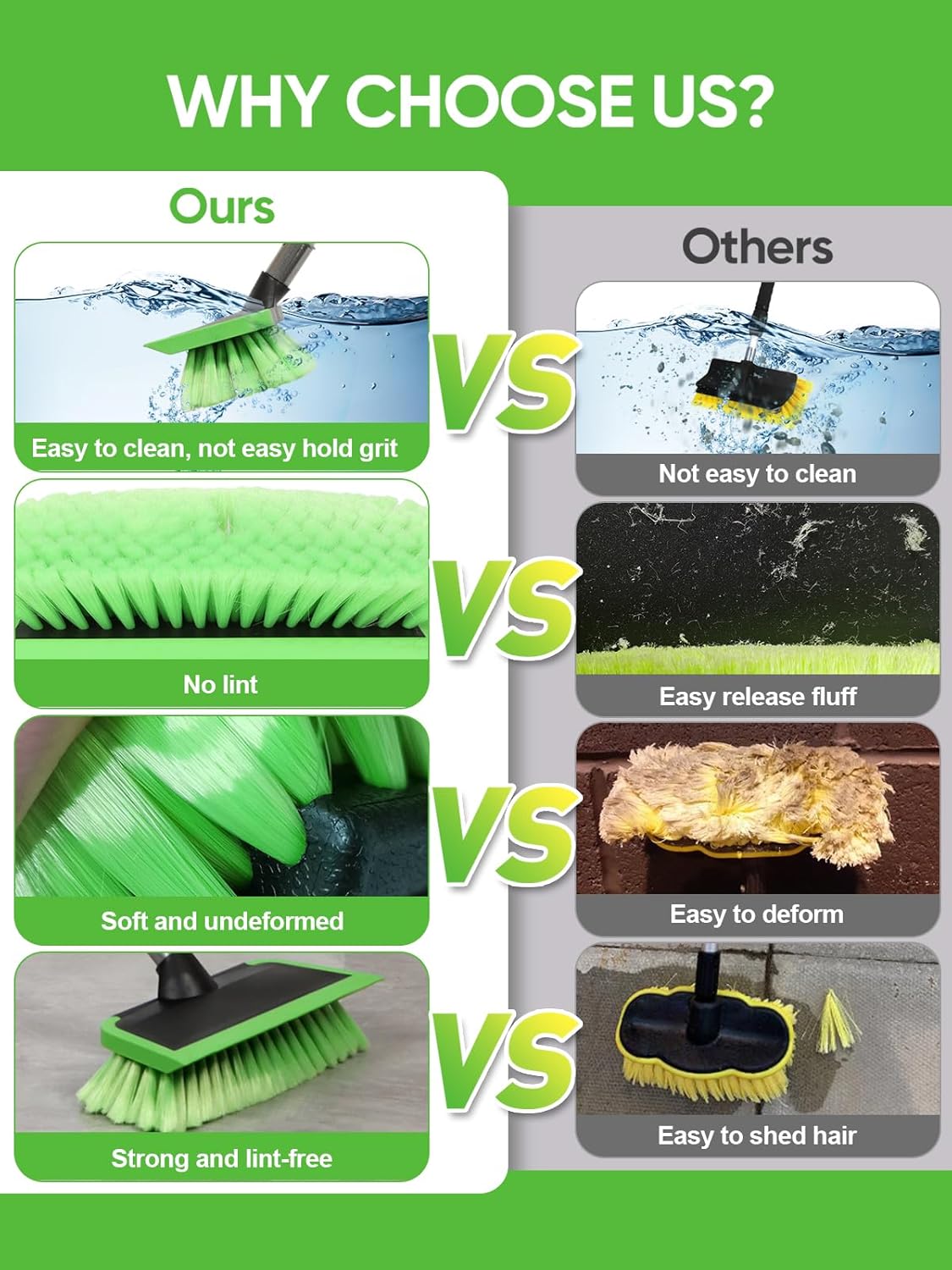 2 in 1 Car Wash Brush with Squeegee PBT Soft Bristle Truck Scrub Detail Brush 60” 151cm with Adjustable Long Handle for Interior Exterior Car Truck RV Boat Deck House Siding Cleaning Sweep Snow - AutoBay