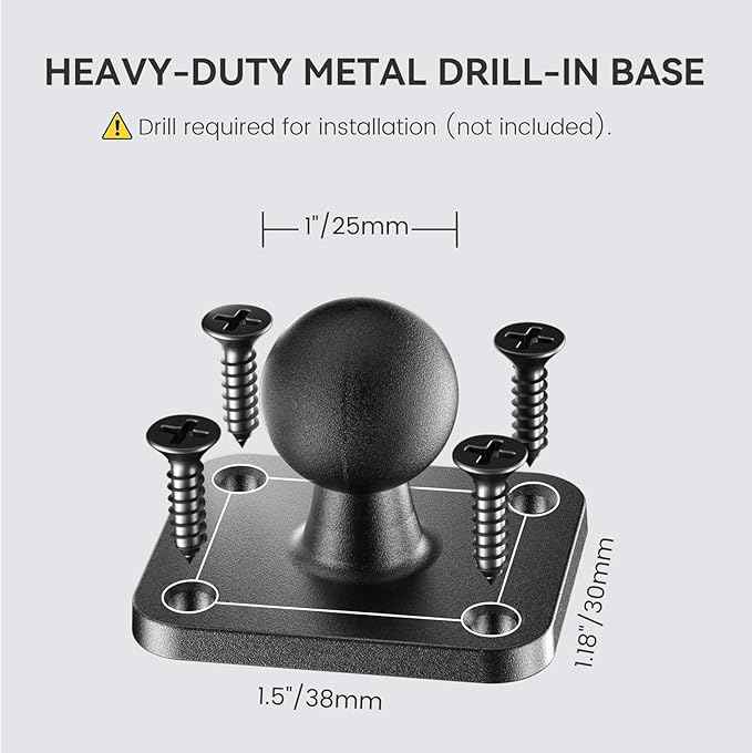 OHLPRO Tablet Mount for Truck - Dual Folding Aluminum Arm, Heavy-Duty Drill Base Car Tablet Holder for iPad & 5"-13" Tablets and Phones, Universal Dashboard Wall Desktop Business Mount