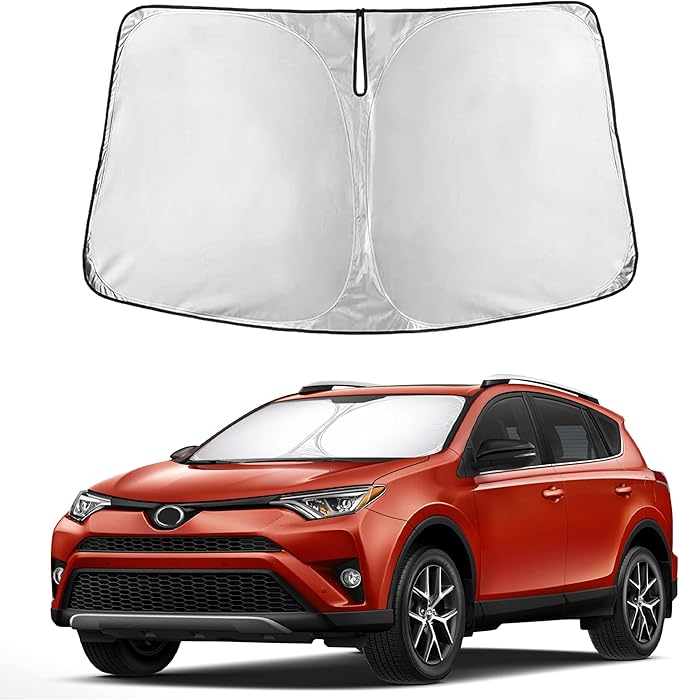 EcoNour Windshield Sun Shade Compatible for Toyota RAV4 2013–2018 | SUV Front Window Sunshade | Foldable 4-Layer Sun Visor Protector | Blocks UV Rays & Reduces Interior Heat