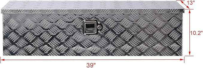 39 Inch Truck Tool Box, Waterproof HeavyDuty Aluminum Tool Box With Lock And Keys, 5 Bar Tread Wide Utility Toolbox For Pick Up Truck Bed Rv Organizer Trailer, 39x13x10inch