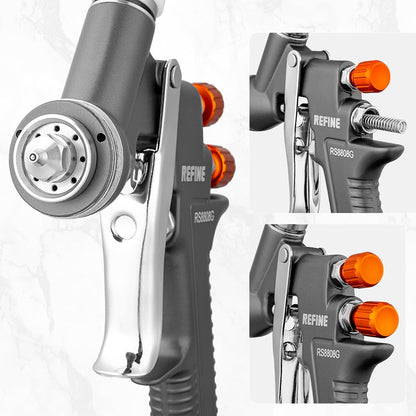 REFINE Air Spray Gun, Auto Paint Gun with 1.4mm Nozzle, Easy to Use Gravity Feed Paint Spray Gun, Professional Auto Body Paint Sprayer for Cars, House, Furniture Painting with Air Pressure Gauge