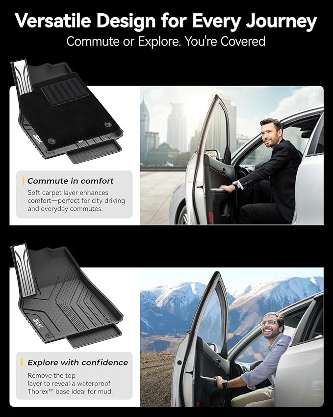 3W Tesla Model Y Juniper Floor Mats(not for Standard), Full Set with Carpets, Mental Pedal, Double Layer, 2025 2026 Model Y Acecessories, TPE All Weather Waterproof Custom Fit Automotive Liners