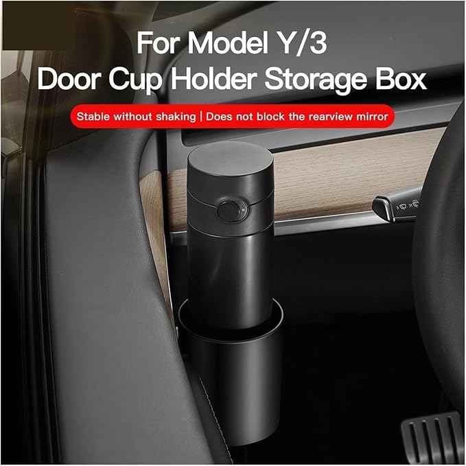 NanDeZ Car Door Cup Holder Compatible for Tesla Model 3 Y Special Door Cup Storage Box Rack Car Door Cup Stand 4 Pcs/Set, Grey