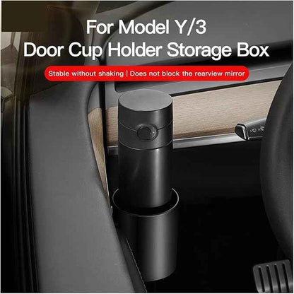 NanDeZ Car Door Cup Holder Compatible for Tesla Model 3 Y Special Door Cup Storage Box Rack Car Door Cup Stand 4 Pcs/Set, Grey