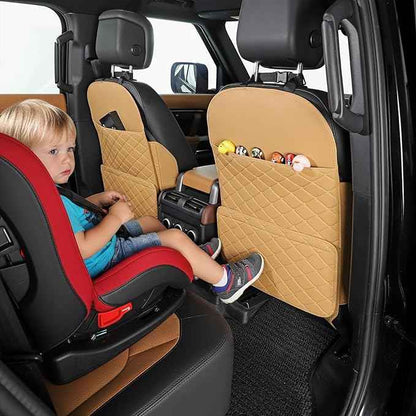 Seat Back Protector + Large Capacity Pocket Storage Organizer,Preventing the Impact of Children Stepping on the Seat Backrest (Orange)