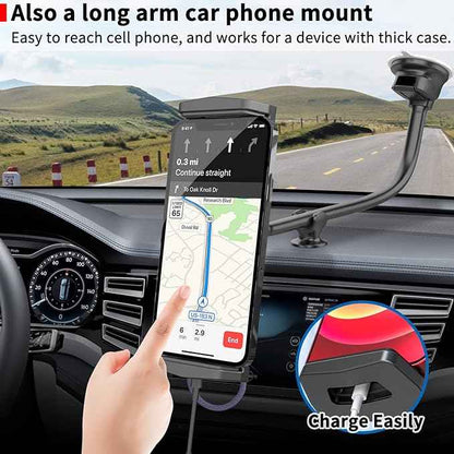 APPS2Car Upgraded Tablet Car Mount for iPad Truck Holder Long Arm Extension Strong Suction Cup Windshield Mount for 7-13 Inch Tablet iPad Pro Air Mini