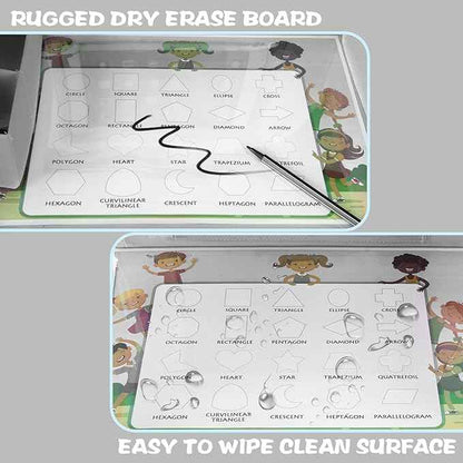MENZOKE Kids Travel Tray for Toddler Car Seat, Toddler Gift for Boy Activities with Dry Erase Board & iPad Holder Stand, Road Trip Essentials Accessories Lap Tray for Boy as Birthday Gift, Grey