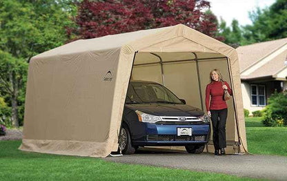 ShelterLogic Peak Style Roof Instant Garage Carport Car Canopy with Steel Frame and Waterproof UV-Treated Cover