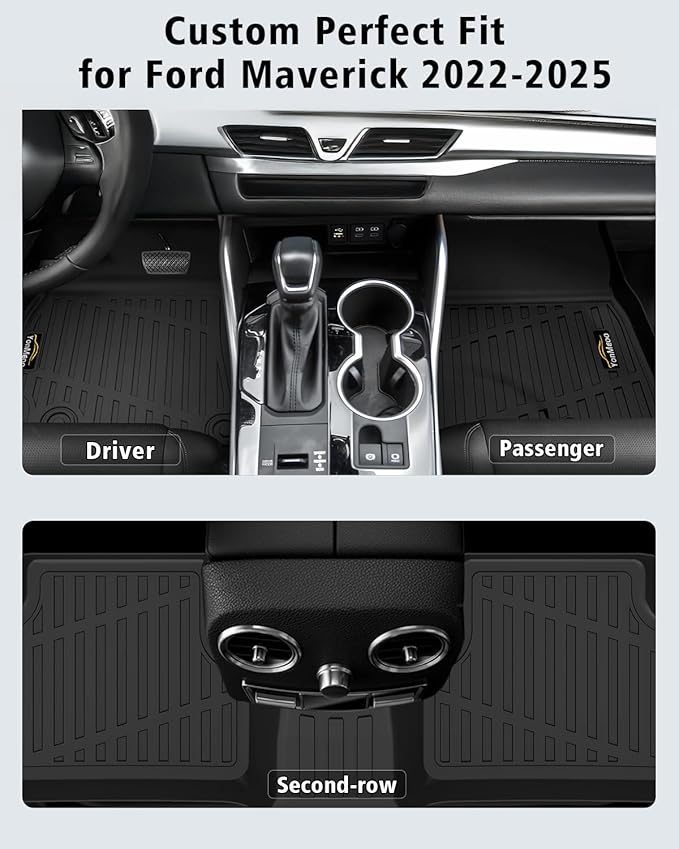 Floor Mats Custom for Ford Maverick 2022-2025 2026 Gas (Not for Hybrid) All Weather TPE Rubber Protection Front & Rear Row Anti-Slip Automotive Floor Liners for Maverick 2025 Accessories, Black