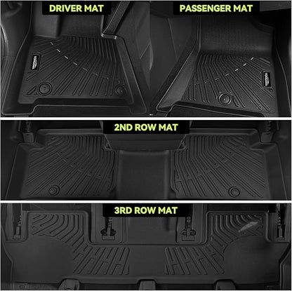 Tongama-Floor Mats for 2009-2015 Honda Pilot, All Weather TPE Floor Liners and Trunk Mat with Backrest Mats and 2nd Row Backrest Mats Protectors for Honda Pilot Interior Waterproof Accessories