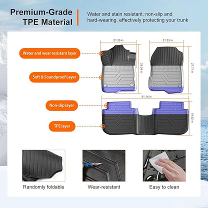 powoq Floor Liner Compatible with 2023-2026 Honda CRV Upper Deck Hybrid Trunk Mat Cargo Mat Trunk Liner Replacement for 23-26 CRV Accessories (Fit 23-26 Hybrid Upper Deck, Trunk+Backrest+Floor Mat)