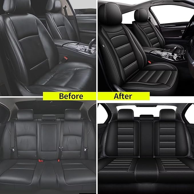 Car Seat Covers Compatible with Chevrolet Chevy Equinox 2011-2025 2026 Faux Leather Seat Cover Full Set Equinox Seat Protector Accessories - Black