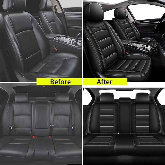 Car Seat Covers Fit for Nissan Altima 2010-2024 2025 2026 : Full Set Luxury Leather Automotive Seat Covers, Car Seat Protector(5 Seats, Black)