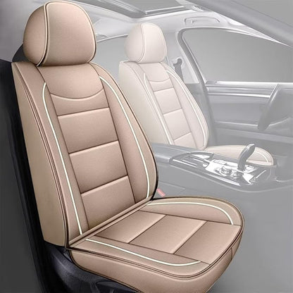 YORKNEIC Fit for Ford Fiesta Seat Covers 2011-2019: Waterproof Leather 2 Front Car Seat Covers (2 Front Set, Beige)