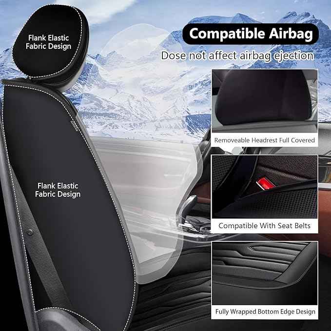 YORKENIC Fit for Jeep Liberty Seat Covers Front Set 2002-2012: Breathable Leather Car Seat Covers Compatible Airbag (2 Front Set, Black)