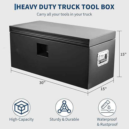 PrecisionAuto Truck Bed Toolbox Truck Tool Box Heavy Duty Steel Storage Cabinet Organizer Chest Jobsite for Pickup, RV, Trailer