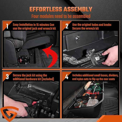 GEARLAST Underseat Storage Compatible with Chevy Silverado/GMC Sierra 1500 2500 3500 2019-2025, Rear Under Seat Organizer Cargo Box, Upgraded Rear Under Seat Organizer Cargo Box
