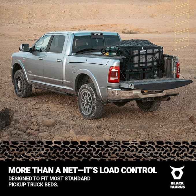 Heavy Duty Mesh Cargo Net – Stretchable Mesh Cargo Net for Trailer, Roof Rack, Pickup Truck, and ATV - Truck Bed Netting for Secure Load with 4 Adjustable Straps - 6.75 ft x 8 ft