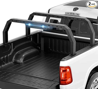 Adjustable 20-22.87" High Truck Bed Racks with 2 Led Lights Compatible with Tacoma/Tundra/Silverado 1500/ Sierra 1500/ Ram 1500/ Titan/Frontier/Canyon/Colorado/JT/Ford F-Series/Ranger
