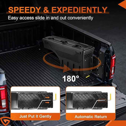 GEARLAST Truck Bed Storage Box With Password Lock Fit for Ford F-150 2015-2025, Passenger Side,30L, Black