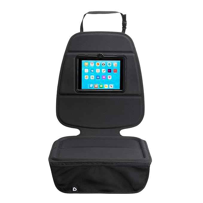 Munchkin Car Seat Cover with Tablet Holder for Under Baby Car Seats and Toddler Booster Seats, Elite Seat Guardian Protector, Rear and Forward Facing, Dark Grey