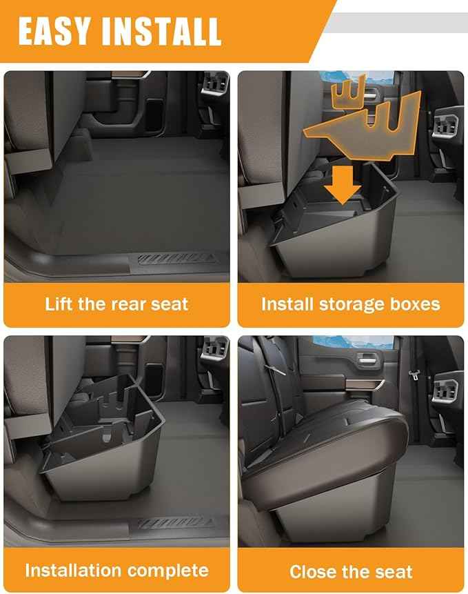 KINGGERI Under Seat Storage Boxes (Compatible with 2019-2026 Chevy Chevrolet Silverado 1500/GMC Sierra 1500, 2020-2026 Silverado/Sierra 2500HD/3500HD)