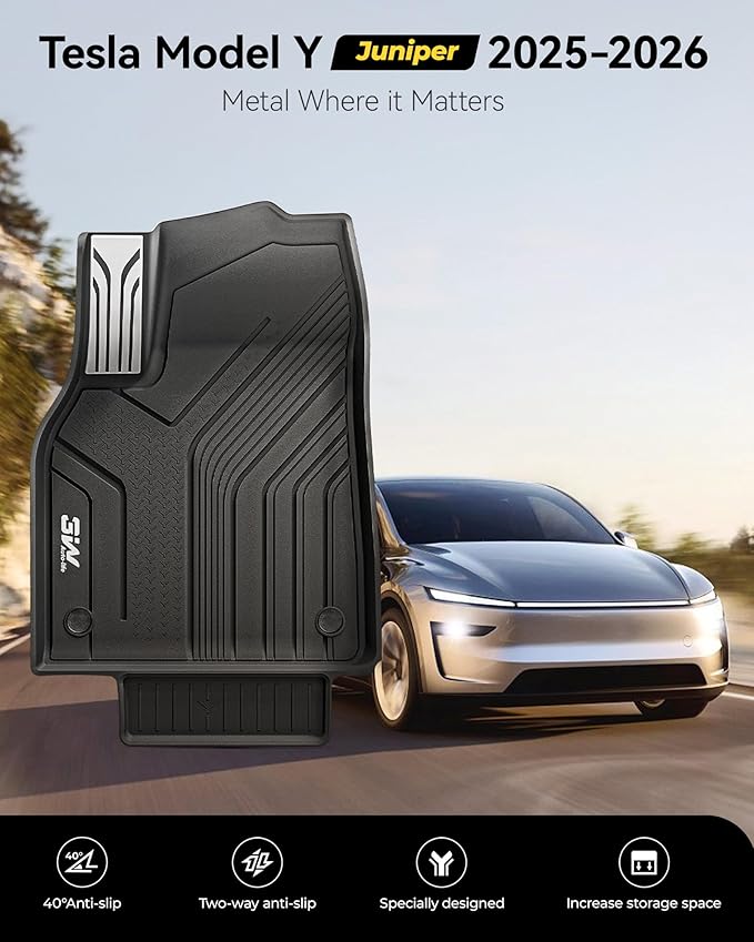 3W Tesla New Model Y Juniper Floor Mats and Cargo Liners, TPE Floor Liner for 2025 2026 Model Y, Trunk Mats & Seat Back Cover Protector, Tesla Model Y Juniper Accseeories(Not for Standard)