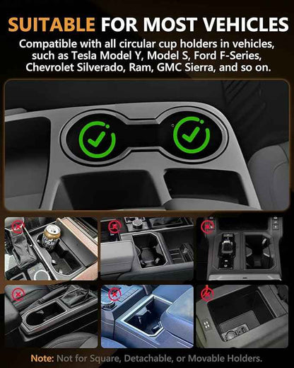 Car Desk for Laptop, 360° Rotation Cup Holder Table, Car Table & Car Food Tray for Tesla Model Y/3, F-150/Ram 1500/GMC Sierra 1500 & Most Vehicles, Car Accessories for Women & Men(Long Pole)