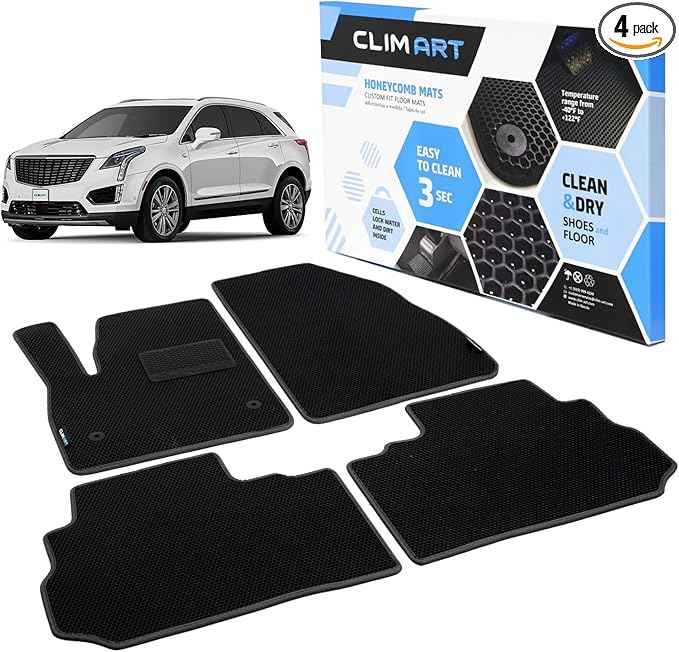 CLIM ART All-Weather Car Floor Mats Compatible with Cadillac XT5 2017-2026, Custom-Fit Heavy-Duty Floor Liners for Cars & SUVs, Car Accessories for Men & Women, Black - FL011417183