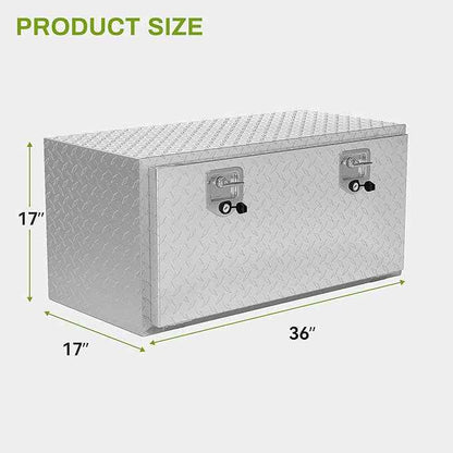 AUTOSAVER88 36 Inch Underbody Tool Box, Heavy Duty Aluminum Diamond Plate Toolbox Chest Storage Organizer, Waterproof Chest Storage Box with Lock for Trucks, Trailers, RVs, Warehouses, Silver