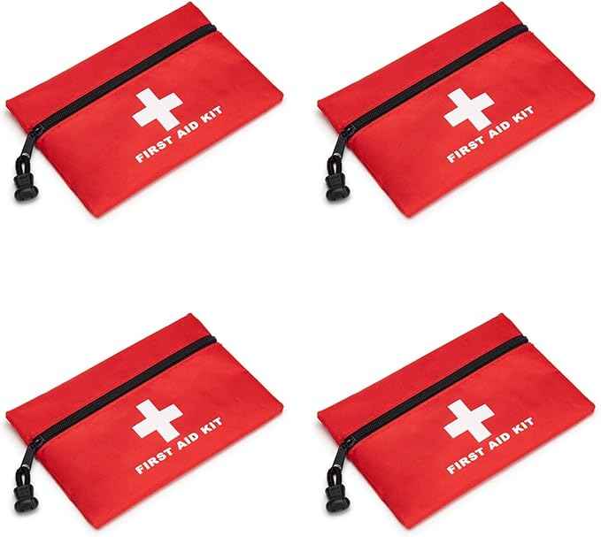 Red Emergency Bag First Aid Small Empty Travel Rescue Pouch First Responder Storage Medicine Pocket Bags for Car Home Office Kitchen Sports Ourdoors Bag Only (8.3x5.5 4pcs)